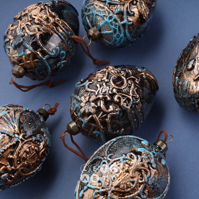 Набор стеклянных елочных игрушек Яйца - Cibiana di Cadore 10 см, 6 шт, подвеска Winter Deco