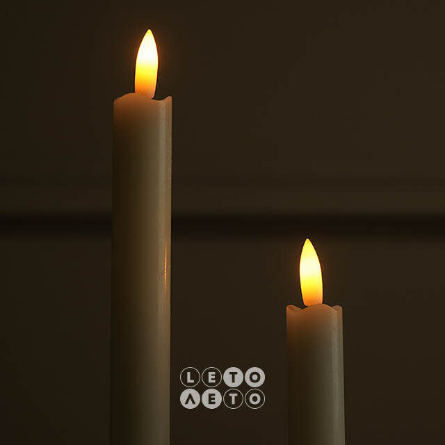 Столовые светодиодные свечи Homely Light 24 см кремовые, 2 шт, на батарейках, IP20 Winter Deco