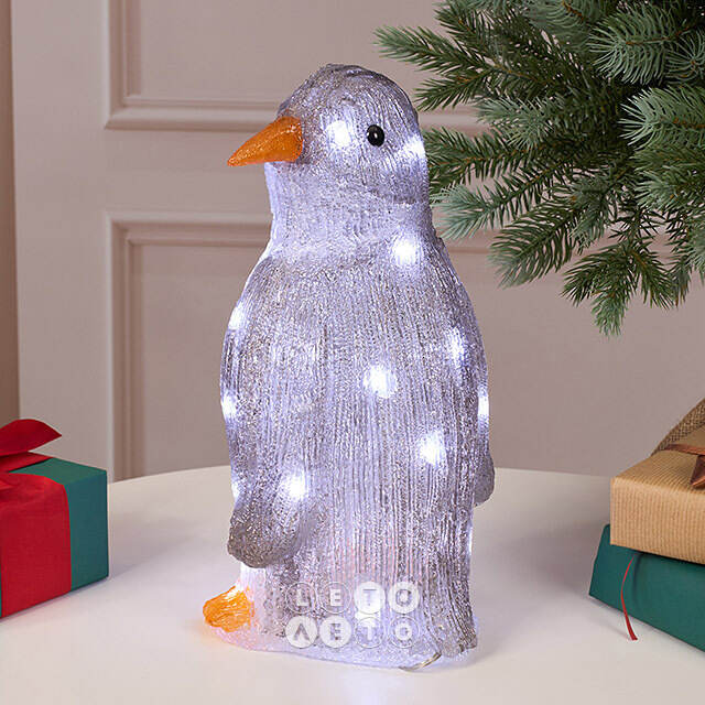 Светодиодная фигура Пингвинчик Уолтер 30 см, 30 холодных белых LED ламп, акрил, IP44 Winter Deco