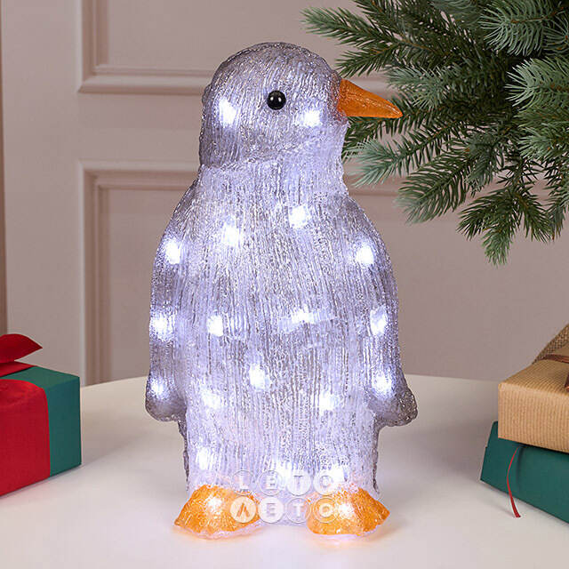 Светодиодная фигура Пингвинчик Уолтер 30 см, 30 холодных белых LED ламп, акрил, IP44 Winter Deco