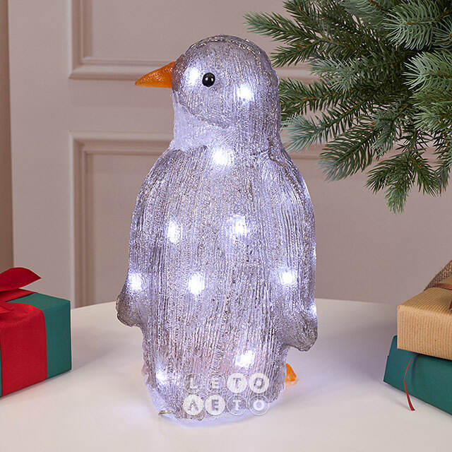 Светодиодная фигура Пингвинчик Уолтер 30 см, 30 холодных белых LED ламп, акрил, IP44 Winter Deco