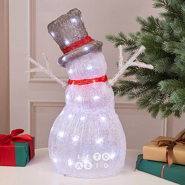Светодиодная фигура Снеговик - Bonne Аnnee 47 см, 60 холодных белых LED ламп, акрил, IP44 Winter Deco