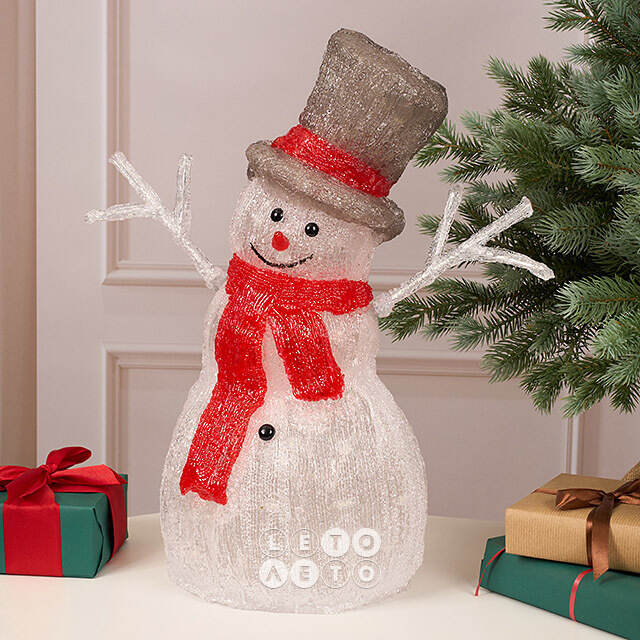 Светодиодная фигура Снеговик - Bonne Аnnee 47 см, 60 холодных белых LED ламп, акрил, IP44 Winter Deco