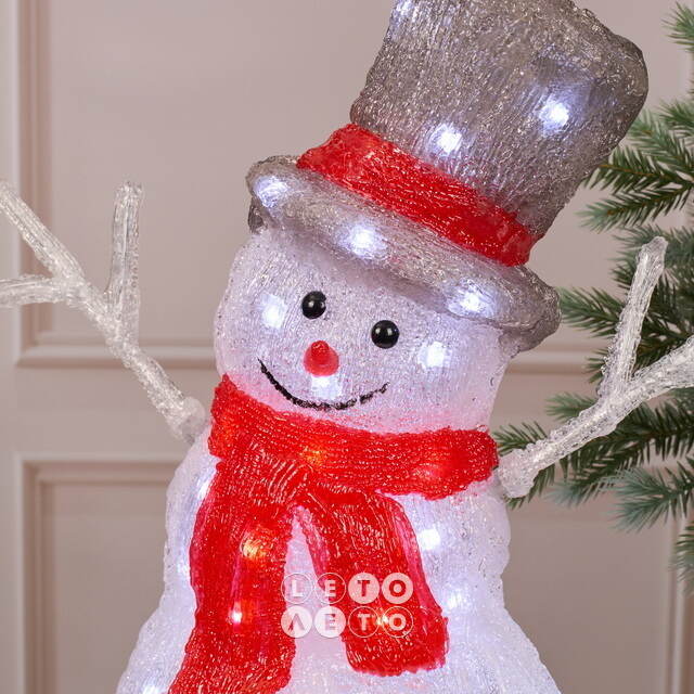 Светодиодная фигура Снеговик - Bonne Аnnee 47 см, 60 холодных белых LED ламп, акрил, IP44 Winter Deco