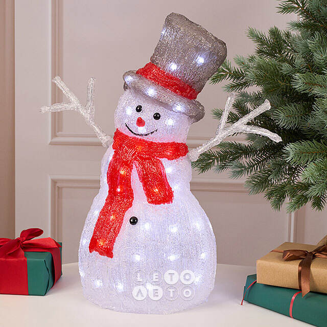 Светодиодная фигура Снеговик - Bonne Аnnee 47 см, 60 холодных белых LED ламп, акрил, IP44 Winter Deco