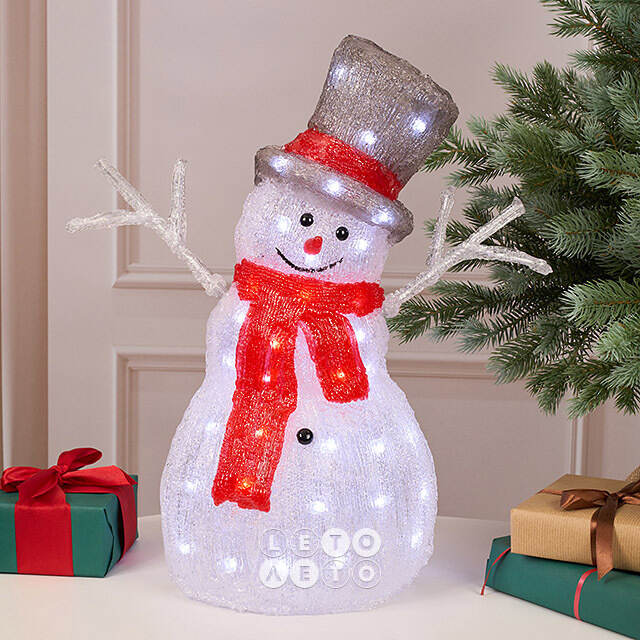 Светодиодная фигура Снеговик - Bonne Аnnee 47 см, 60 холодных белых LED ламп, акрил, IP44 Winter Deco