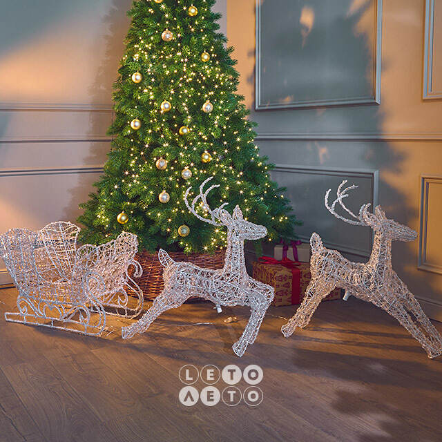 Светодиодная фигура Олени - Помощники Санты 49-90 см, 300 холодных белых LED ламп, акрил, IP44 Winter Deco