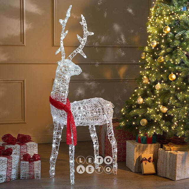 Светодиодный Олень - Sciarpa Rossa 130 см, 160 холодных белых LED ламп, акрил, IP44 Winter Deco