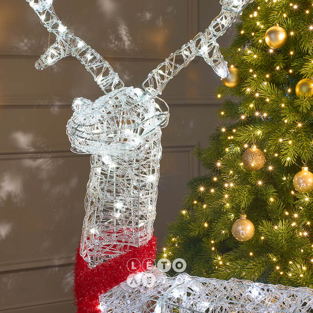 Светодиодный Олень - Sciarpa Rossa 130 см, 160 холодных белых LED ламп, акрил, IP44 Winter Deco