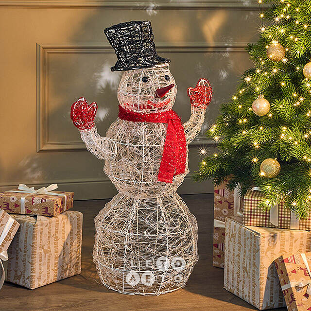 Светодиодная фигура Снеговик - Sciarpa Rossa 85 см, 160 холодных белых LED ламп, акрил, IP44 Winter Deco