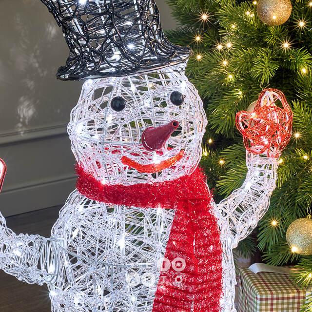 Светодиодная фигура Снеговик - Sciarpa Rossa 85 см, 160 холодных белых LED ламп, акрил, IP44 Winter Deco