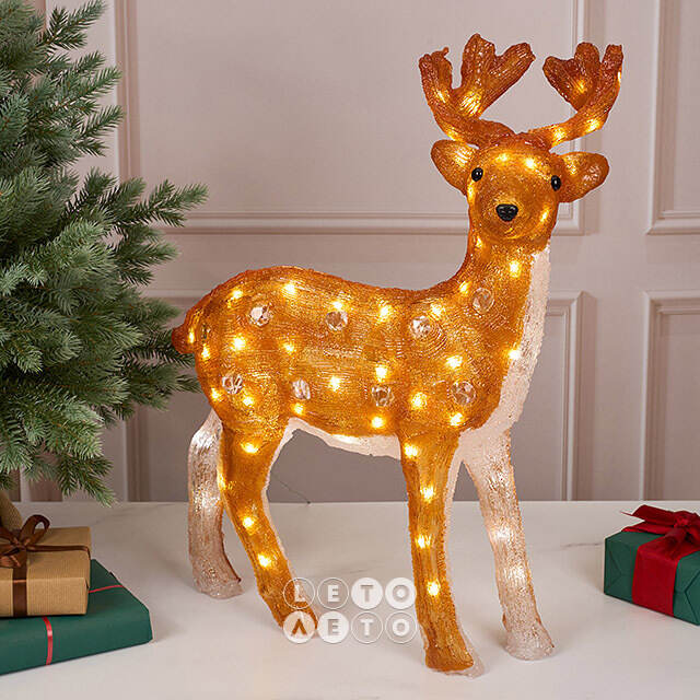 Светодиодный Олень Малыш Бакли 63 см, 80 теплых белых LED ламп, акрил, IP44 Winter Deco