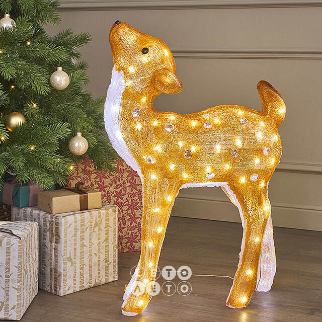 Светодиодный Олень Малышка Лана 77 см, 100 теплых белых LED ламп, акрил, IP44 Winter Deco