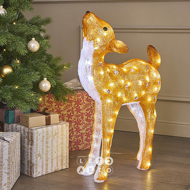 Светодиодный Олень Малышка Лана 77 см, 100 теплых белых LED ламп, акрил, IP44 Winter Deco