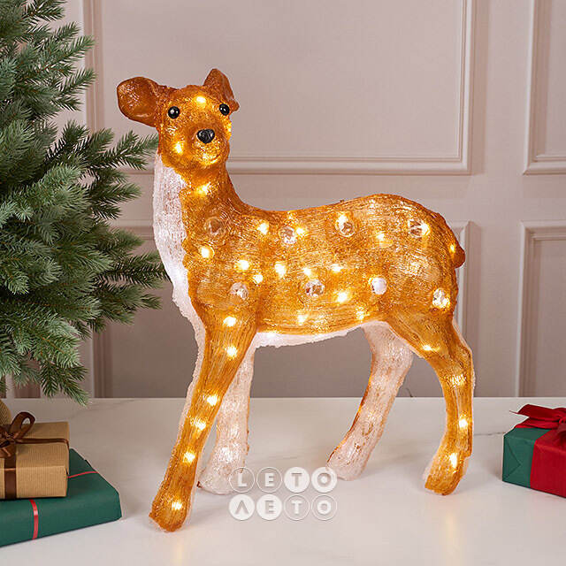 Светодиодный Олень Малышка Лана 54 см, 70 теплых белых LED ламп, акрил, IP44 Winter Deco