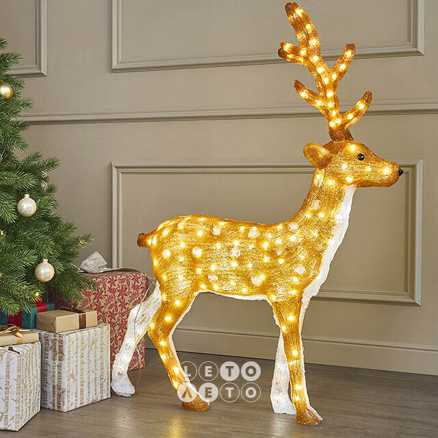 Светодиодный Олень Гард 118 см, 200 теплых белых LED ламп, акрил, IP44 Winter Deco