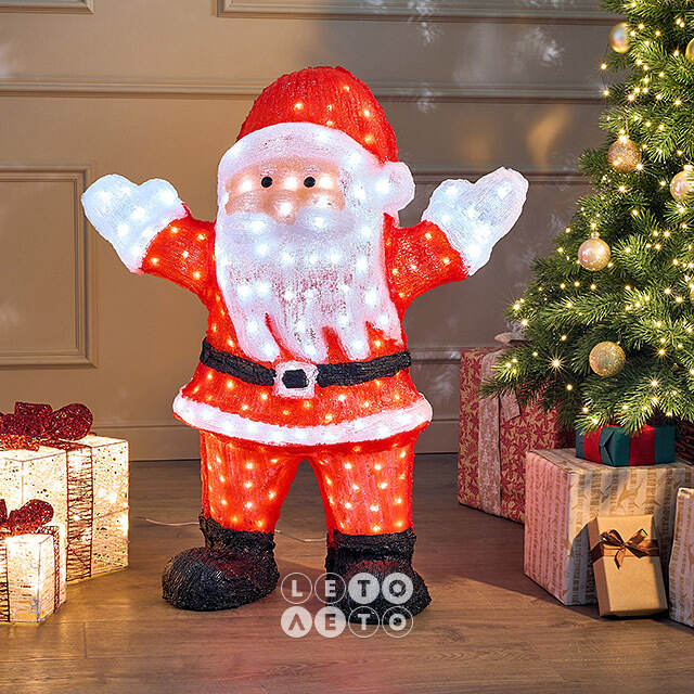 Светодиодная фигура Санта Клаус - Bonne Annee 89 см, 300 холодных белых LED ламп, акрил, IP44 Winter Deco