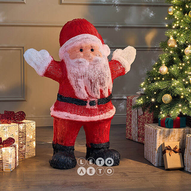 Светодиодная фигура Санта Клаус - Bonne Annee 89 см, 300 холодных белых LED ламп, акрил, IP44 Winter Deco