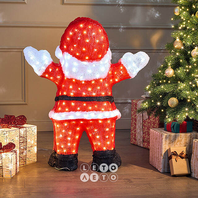Светодиодная фигура Санта Клаус - Bonne Annee 89 см, 300 холодных белых LED ламп, акрил, IP44 Winter Deco