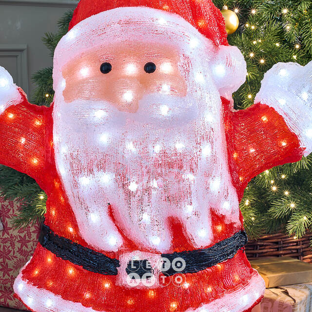 Светодиодная фигура Санта Клаус - Bonne Annee 89 см, 300 холодных белых LED ламп, акрил, IP44 Winter Deco
