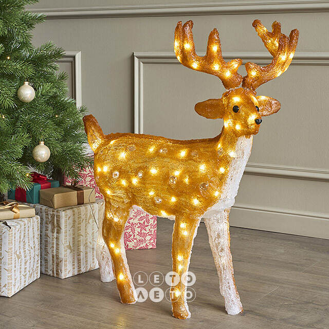 Светодиодный Олень Энико 81 см, 100 теплых белых LED ламп, акрил, IP44 Winter Deco