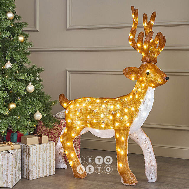 Светодиодный Олень Хирш 110 см, 160 теплых белых LED ламп, акрил, IP44 Winter Deco