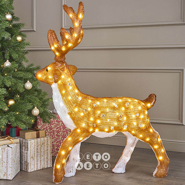 Светодиодный Олень Хирш 110 см, 160 теплых белых LED ламп, акрил, IP44 Winter Deco