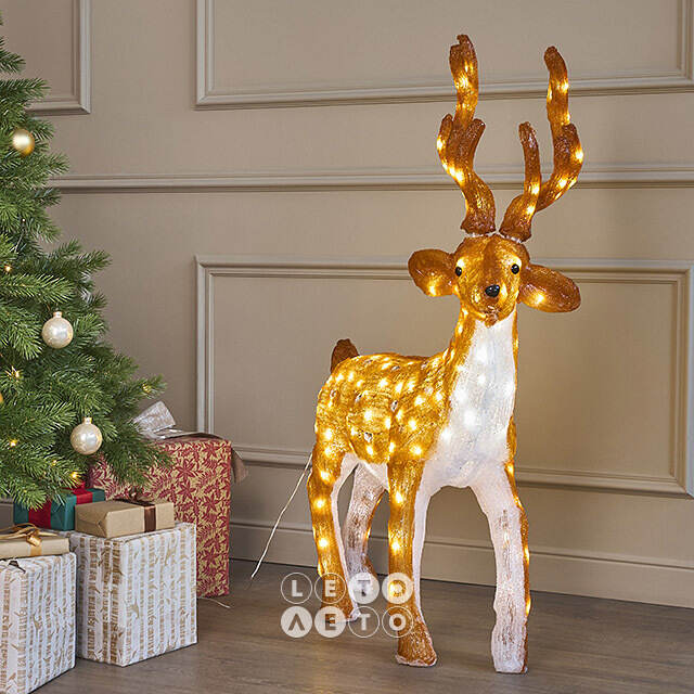 Светодиодный Олень Хирш 110 см, 160 теплых белых LED ламп, акрил, IP44 Winter Deco