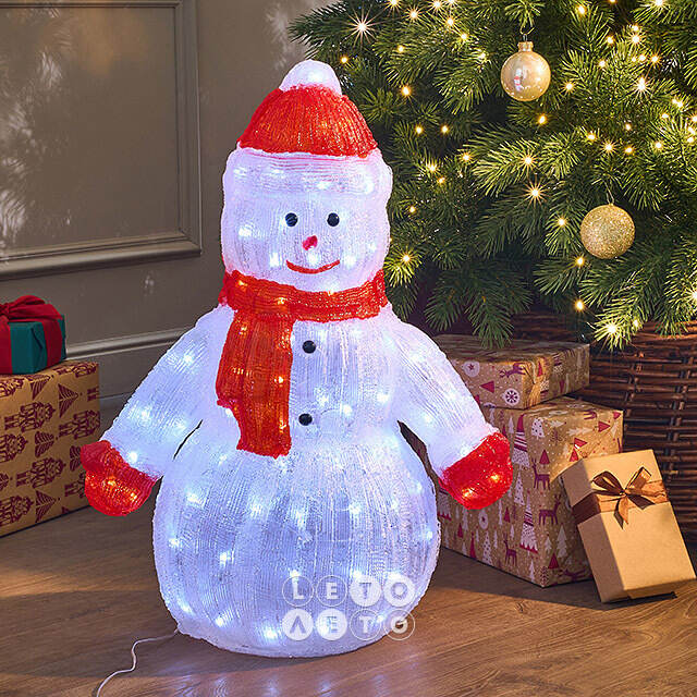 Светодиодная фигура Снеговик Юки 60 см, 120 холодных белых LED ламп, акрил, IP44 Winter Deco