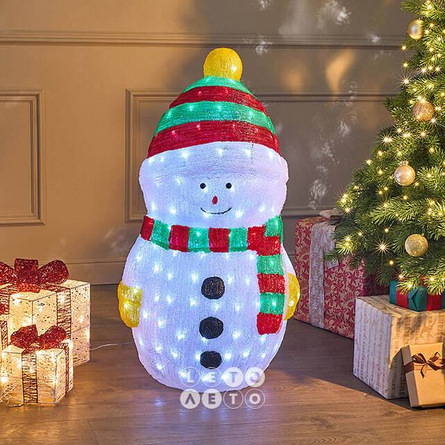 Светодиодная фигура Снеговичок Очаровашка 90 см, 200 холодных белых LED ламп, акрил, IP44 Winter Deco