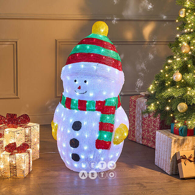 Светодиодная фигура Снеговичок Очаровашка 90 см, 200 холодных белых LED ламп, акрил, IP44 Winter Deco