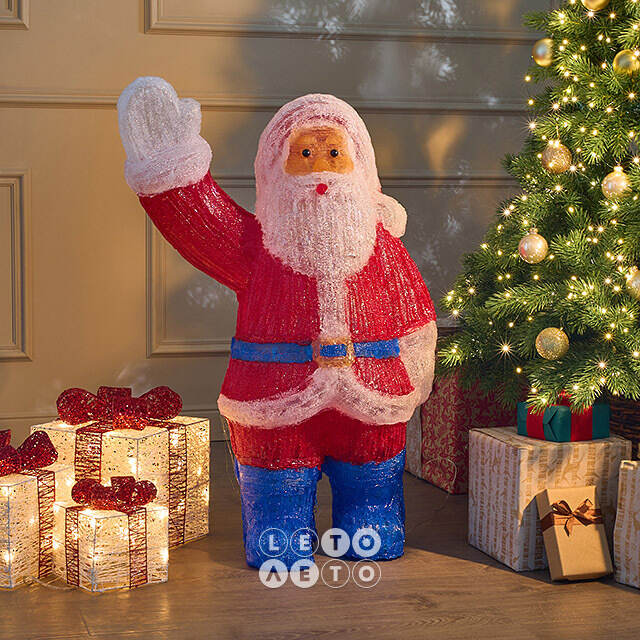 Светодиодная фигура Санта Клаус - Merry Xmas 90 см, 240 холодных белых LED ламп, акрил, IP44 Winter Deco