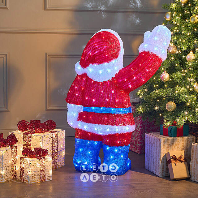 Светодиодная фигура Санта Клаус - Merry Xmas 90 см, 240 холодных белых LED ламп, акрил, IP44 Winter Deco