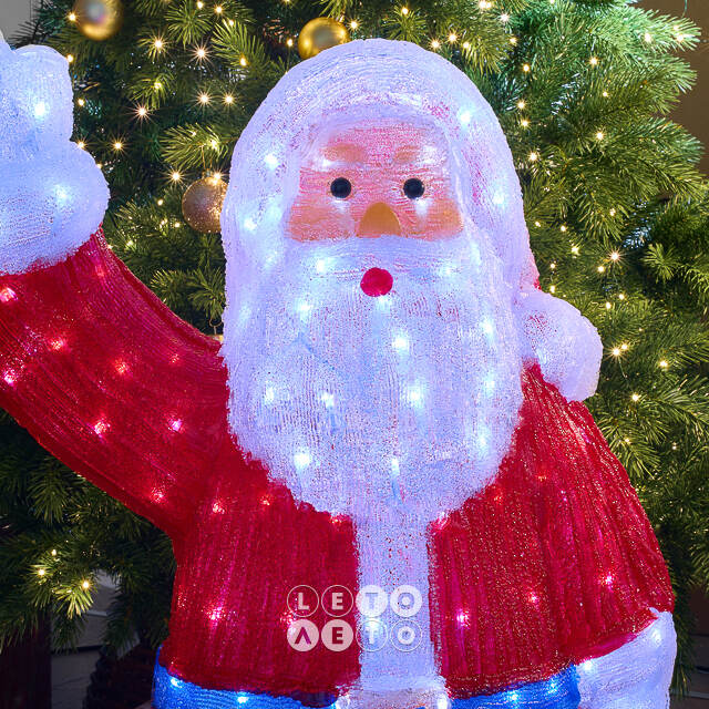 Светодиодная фигура Санта Клаус - Merry Xmas 90 см, 240 холодных белых LED ламп, акрил, IP44 Winter Deco