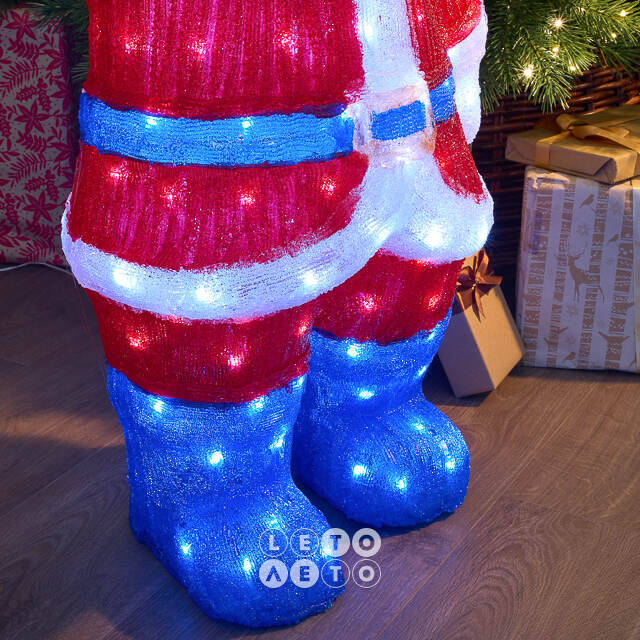 Светодиодная фигура Санта Клаус - Merry Xmas 90 см, 240 холодных белых LED ламп, акрил, IP44 Winter Deco