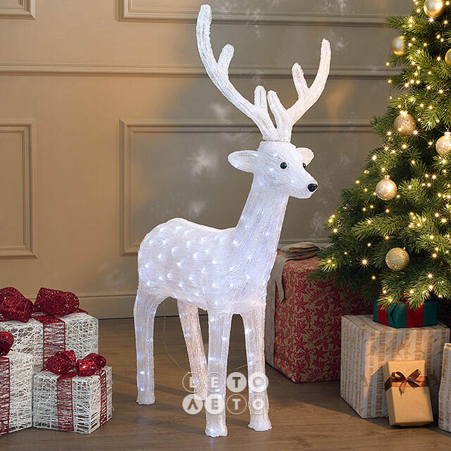Светодиодная фигура Олень Вальттер 100 см, 160 белых LED ламп, акрил, IP44  Winter Deco