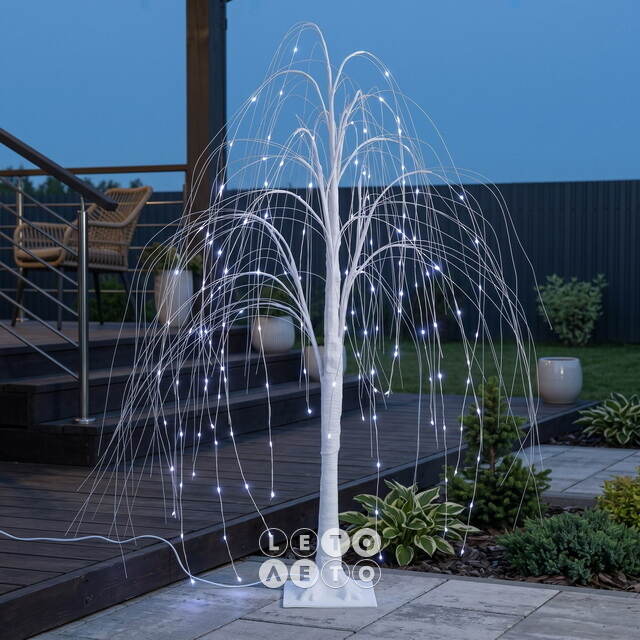 Светодиодное дерево Ива 120 см, 140 холодных белых микро LED ламп, IP44 Winter Deco