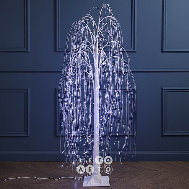 Светодиодное дерево Ива Basildon 150 см, 400 холодных белых микро LED ламп, IP44 Winter Deco