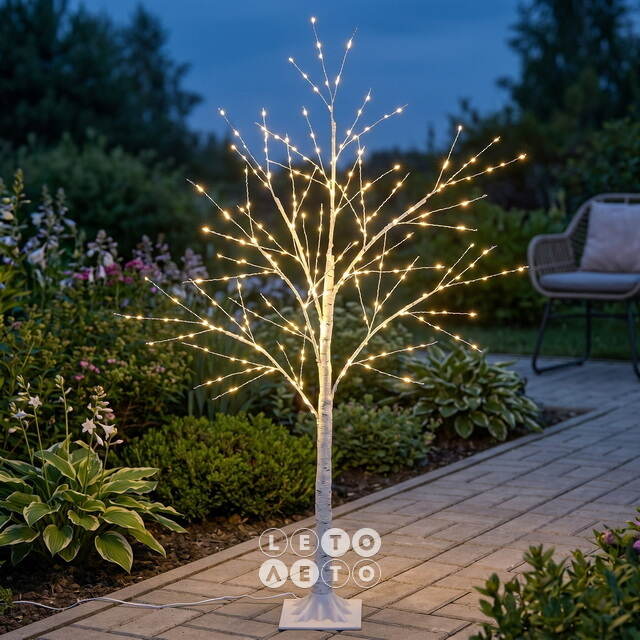 Светодиодное дерево Березка заснеженное 120 см, 300 теплых белых LED ламп, IP44 Winter Deco