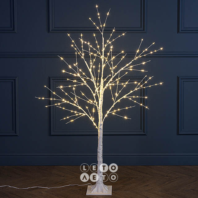 Светодиодное дерево Березка заснеженное 120 см, 300 теплых белых LED ламп, IP44 Winter Deco