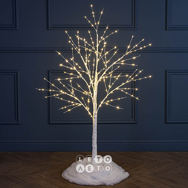 Светодиодное дерево Березка заснеженное 120 см, 300 теплых белых LED ламп, IP44 Winter Deco