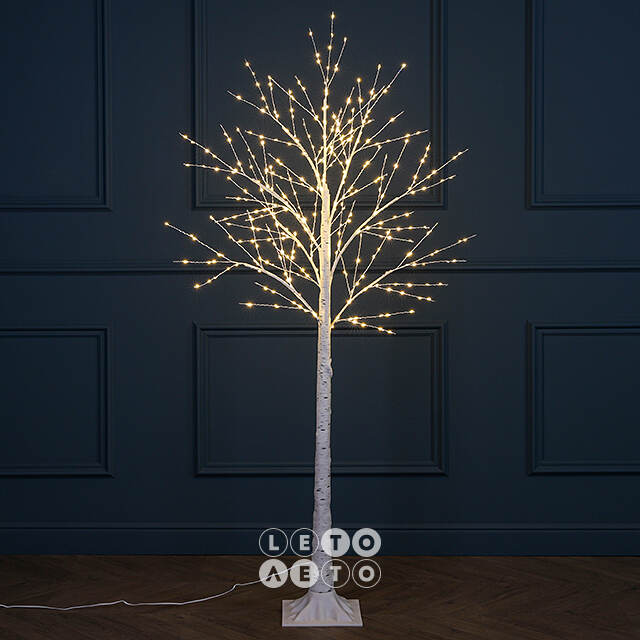 Светодиодное дерево Березка Balbeggi заснеженное 150 см, 400 теплых белых LED ламп, IP44 Winter Deco