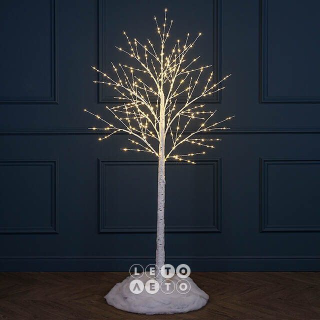 Светодиодное дерево Березка Balbeggi заснеженное 150 см, 400 теплых белых LED ламп, IP44 Winter Deco