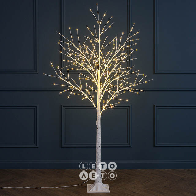Светодиодное дерево Березка Balbeggi заснеженное 180 см, 600 теплых белых LED ламп, IP44 Winter Deco
