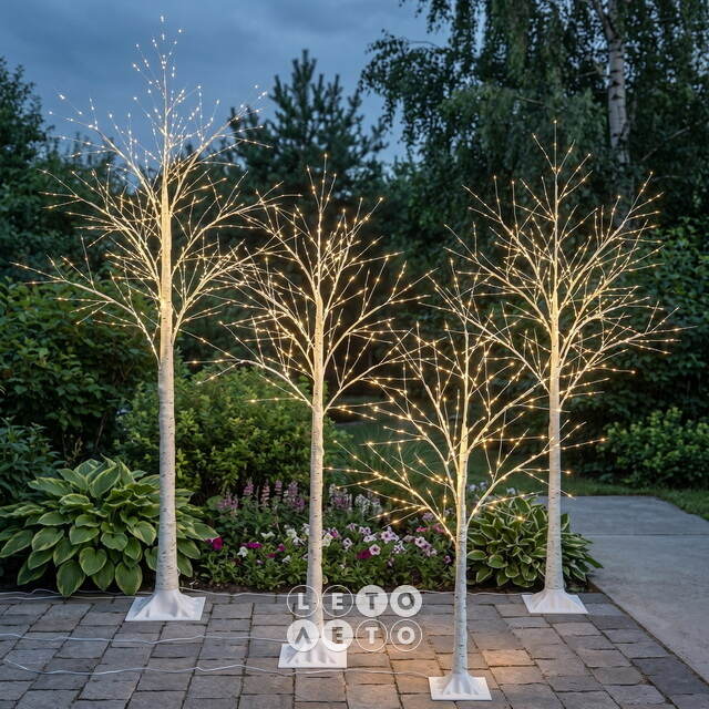 Светодиодное дерево Березка заснеженное 120 см, 300 теплых белых LED ламп, IP44 Winter Deco