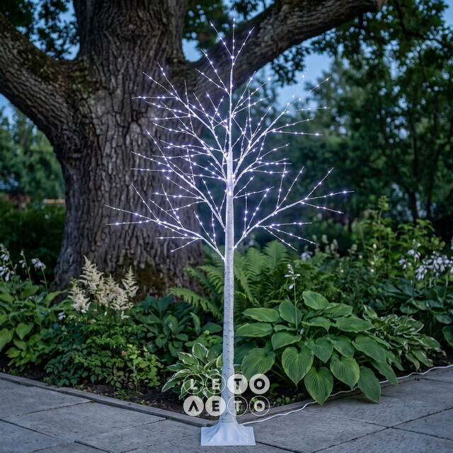 Светодиодное дерево Березка заснеженное 150 см, 400 холодных белых LED ламп, IP44 Winter Deco