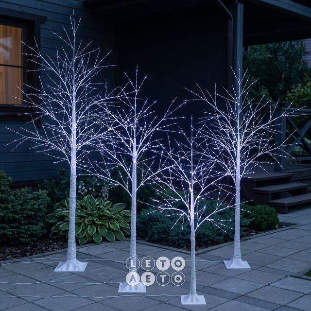 Светодиодное дерево Березка заснеженное 150 см, 400 холодных белых LED ламп, IP44 Winter Deco