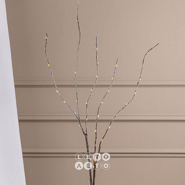 Светодиодная ветка Winkley 90 см коричневая, 40 теплых белых LED ламп, таймер, IP44 Winter Deco