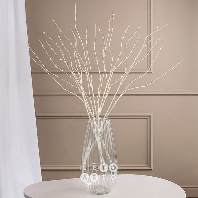 Светодиодная ветка Winkley 90 см белая, 40 теплых белых LED ламп, таймер, IP44 Winter Deco