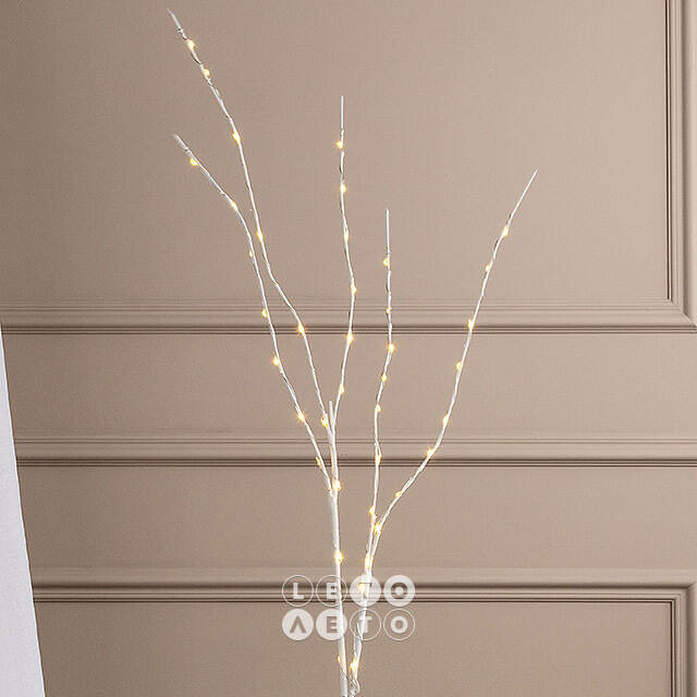 Светодиодная ветка Winkley 90 см белая, 40 теплых белых LED ламп, таймер, IP44 Winter Deco